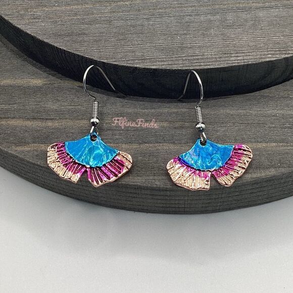 🌸Boho Ginkgo Leaf colorful Drop Earrings🌸 - Picture 7 of 13